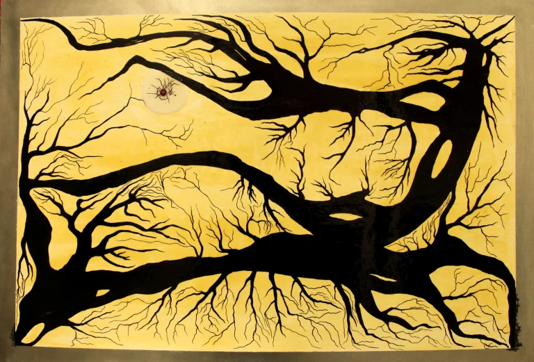 Tree of knowledge.good and bad.24x36.mixed on metal