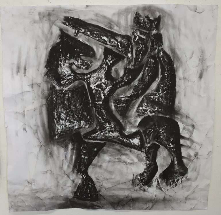 דרוויש והאריה במאבק אלים, פחם, 2018