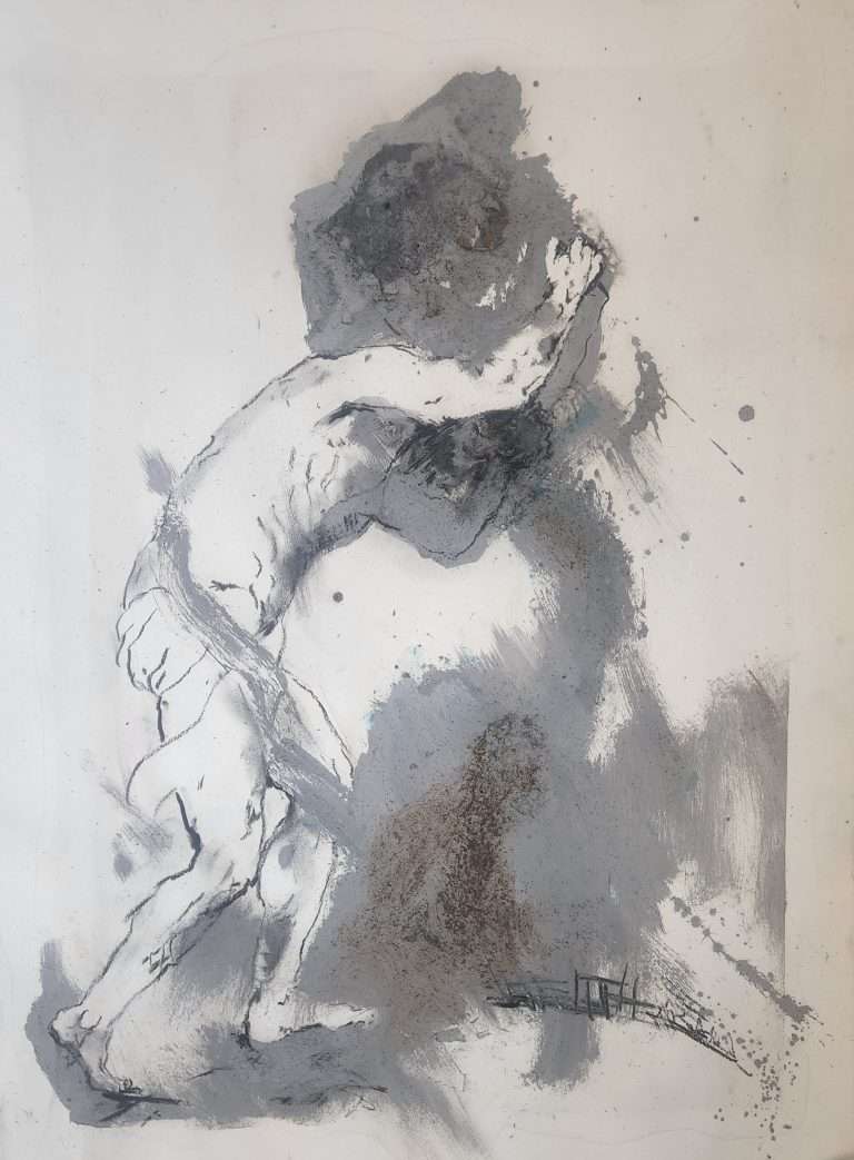 Brothers 1 60x80cm Concerete & chalk on paper (1)